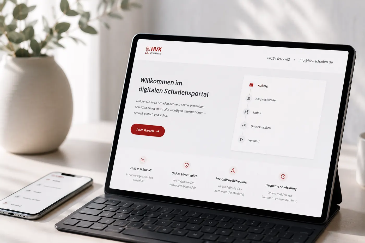 Unfallschaden online im HVK-Schadensportal melden